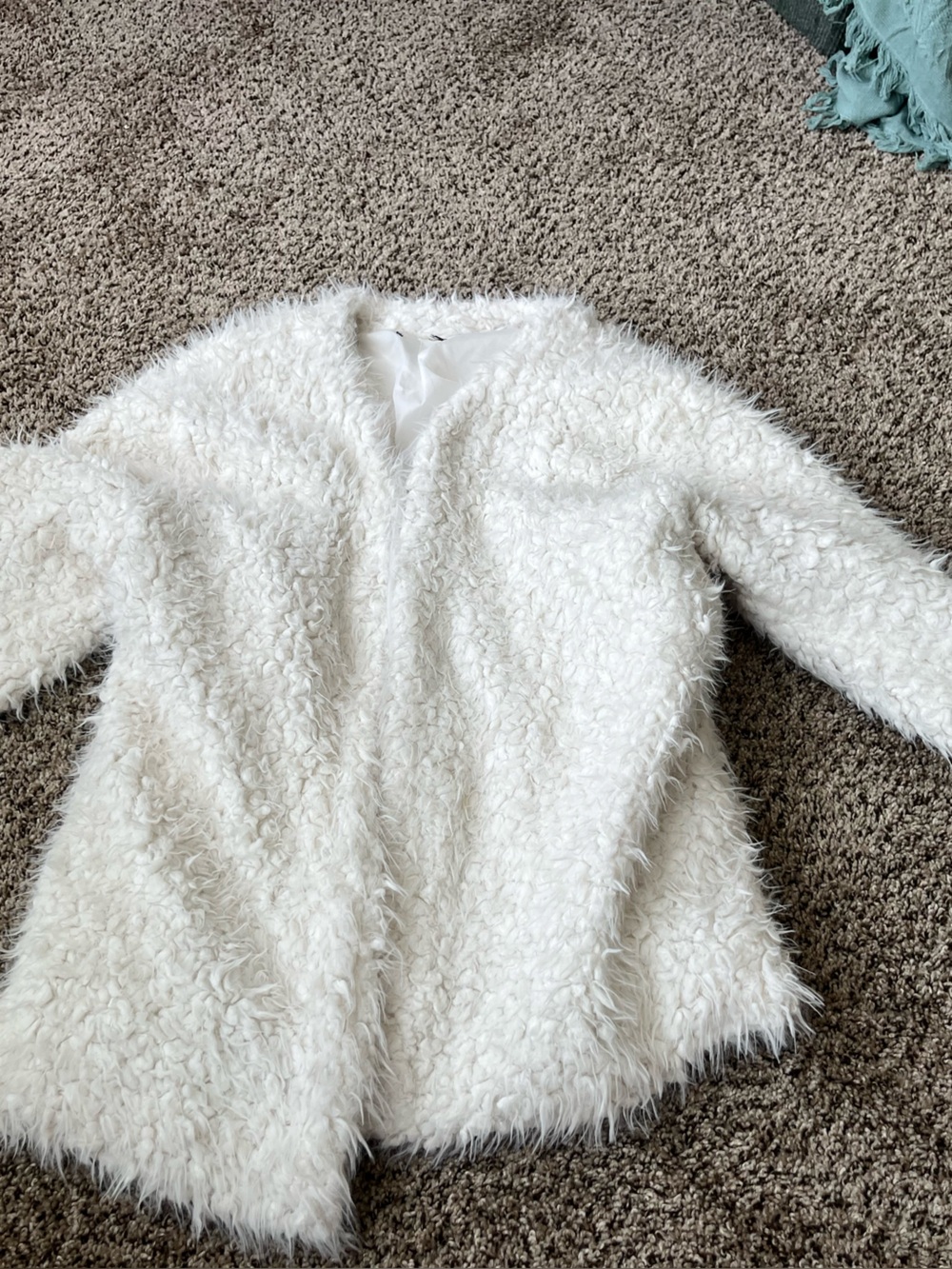White Fuzzy Faux Fur Jacket
